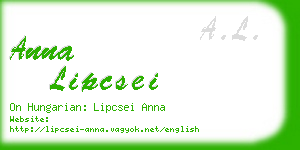 anna lipcsei business card